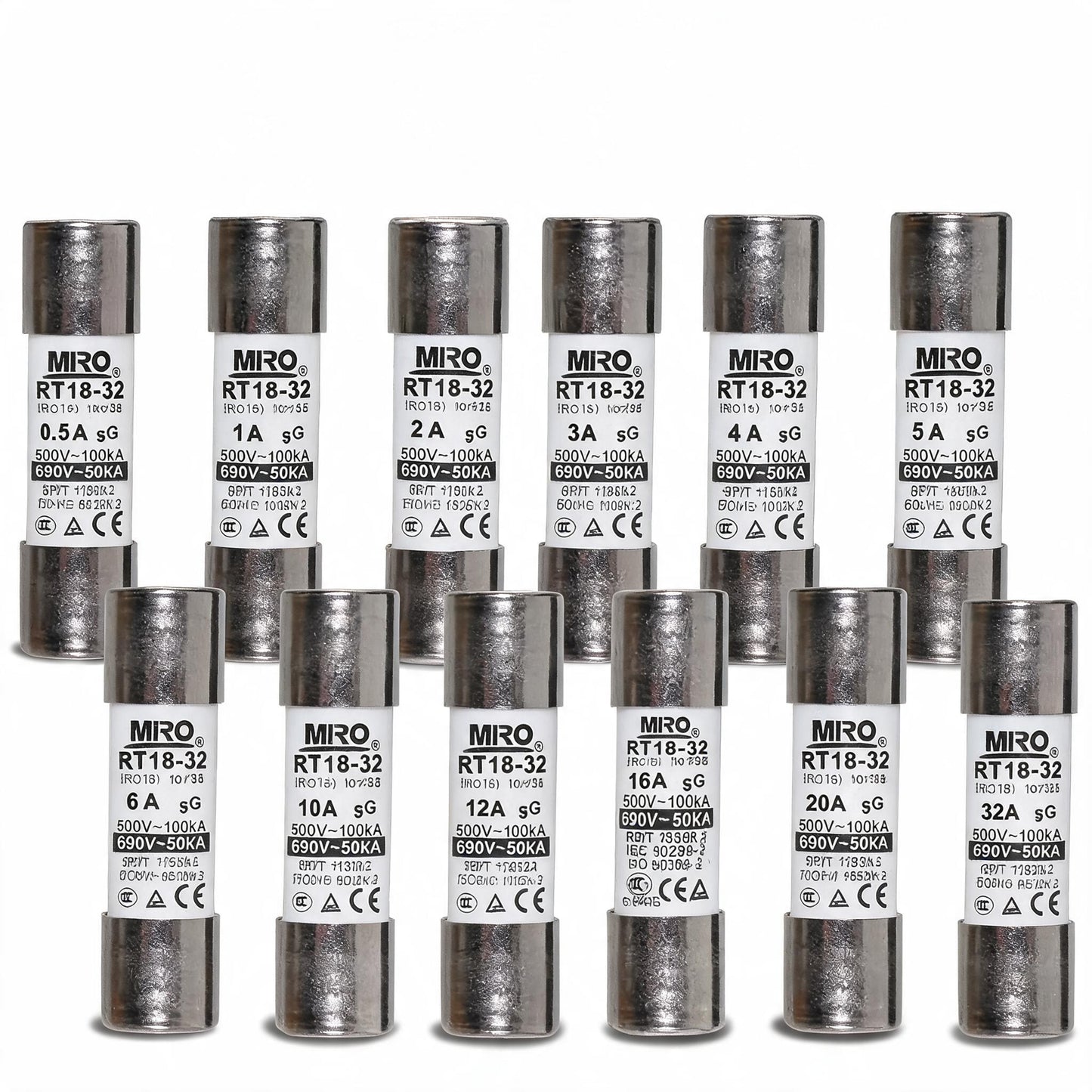 MIRO RO15 Cylindrical Fuse Link - 8A aM 10x38mm - Front View