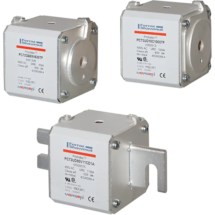 Mersen A100UD73TTI1100 Protistor Size 73 aR High-Speed Fuse 1100A 950V - TTI Threaded Terminals - ISO View