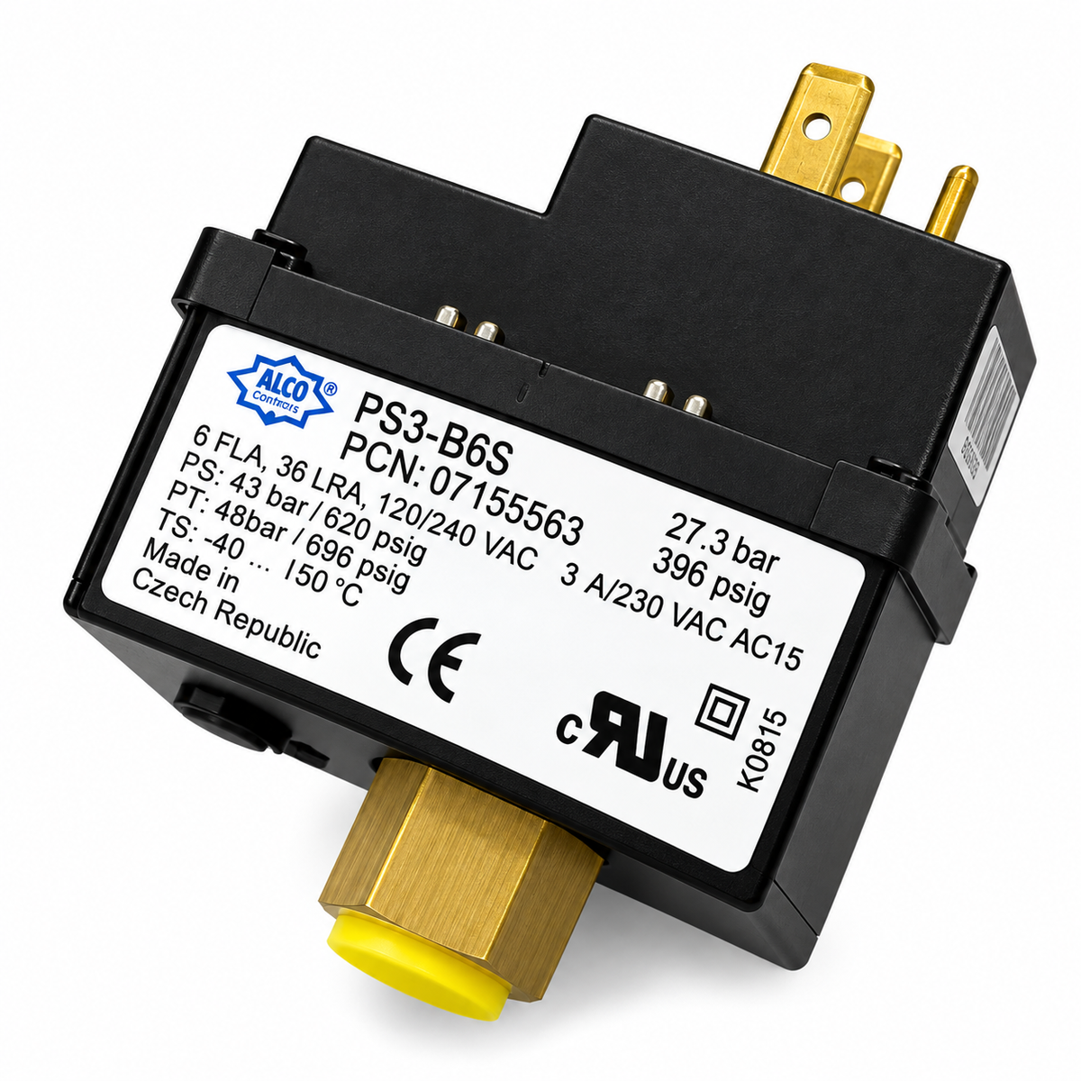 ALCO Controls PS3-B6S / 0715563 High Pressure Switch, 27.3 bar Cut-Out, Manual Reset