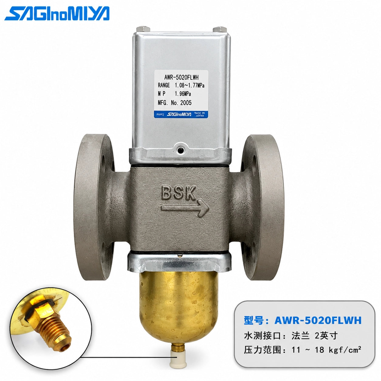 Saginomiya AWR-1203GLW–5020FLWH Water Regulating Valves, 3/8–2 in