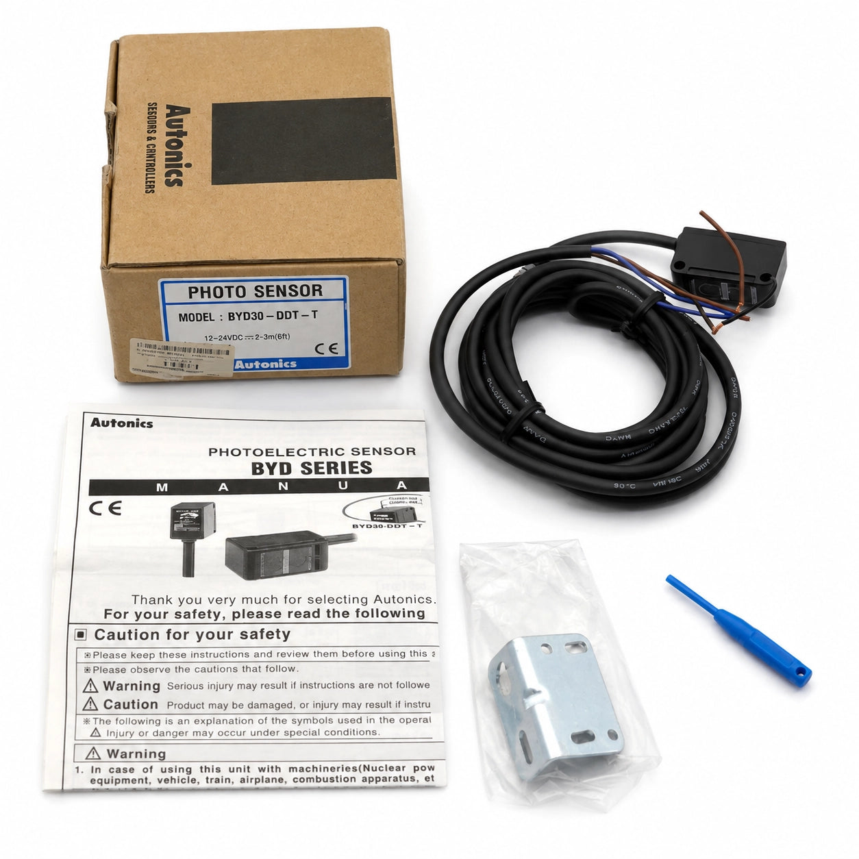 Autonics BYD Series Photoelectric Sensors, 10-100 mm / 3 m, 12-24 VDC