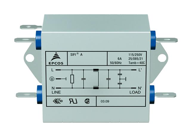 TDK EPCOS B84111A0000B060 EMC Filter - 6A 250V - Technical Specification Table
