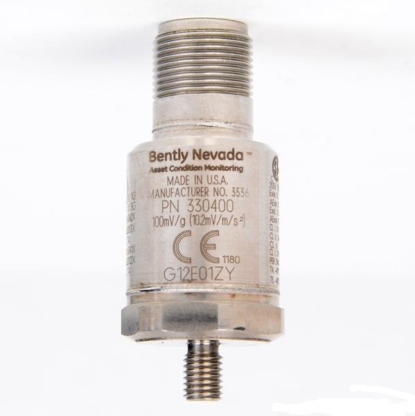 Bently Nevada 330400 Accelerometer Sensor - 100mV/g Sensitivity - Front View with Mounting Stud