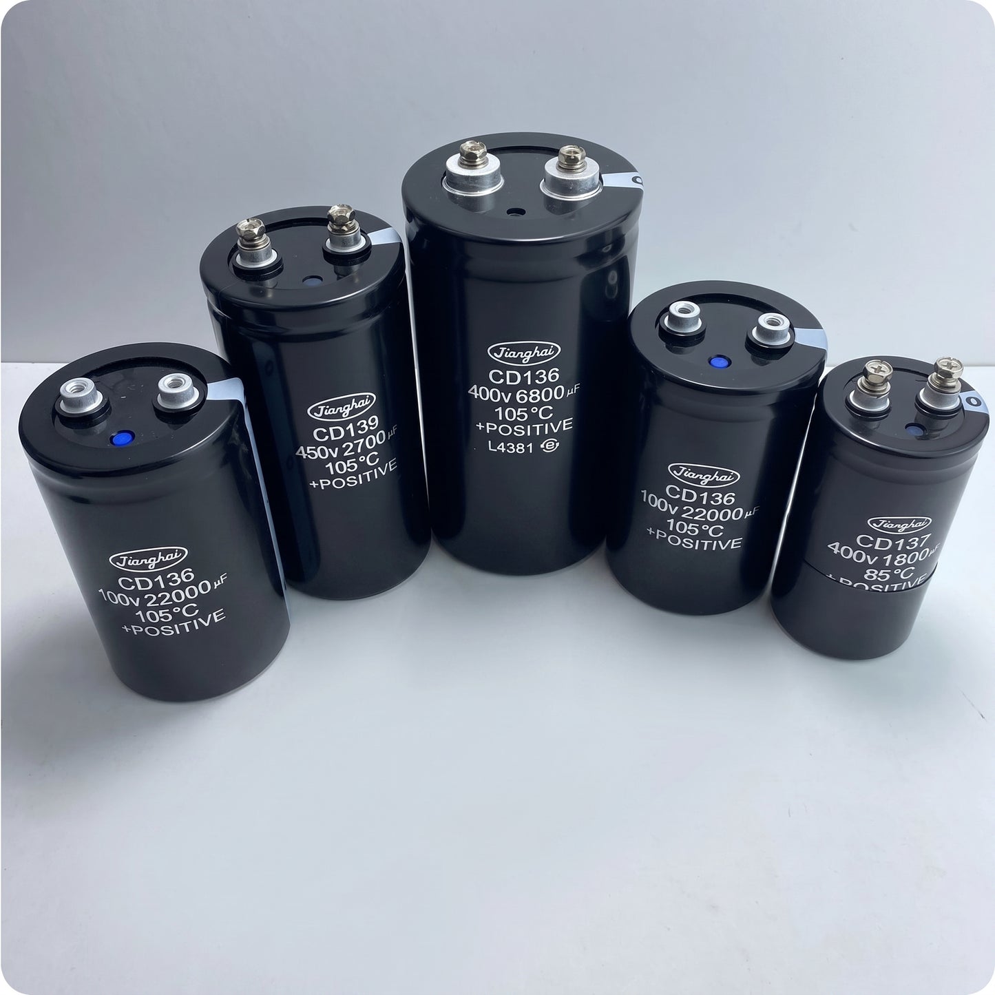 Jianghai ECG2DPK153MF131 Aluminum Electrolytic Capacitor - 15000μF 200V - Front View with Screw Terminals