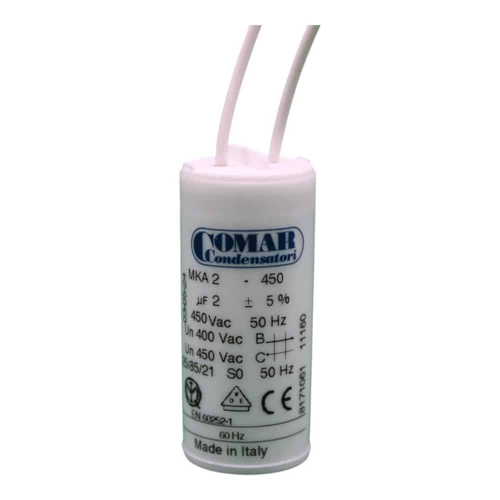 COMAR MKA 450-2 MKA 450 Series Motor Run Capacitor, 2µF, 450VAC