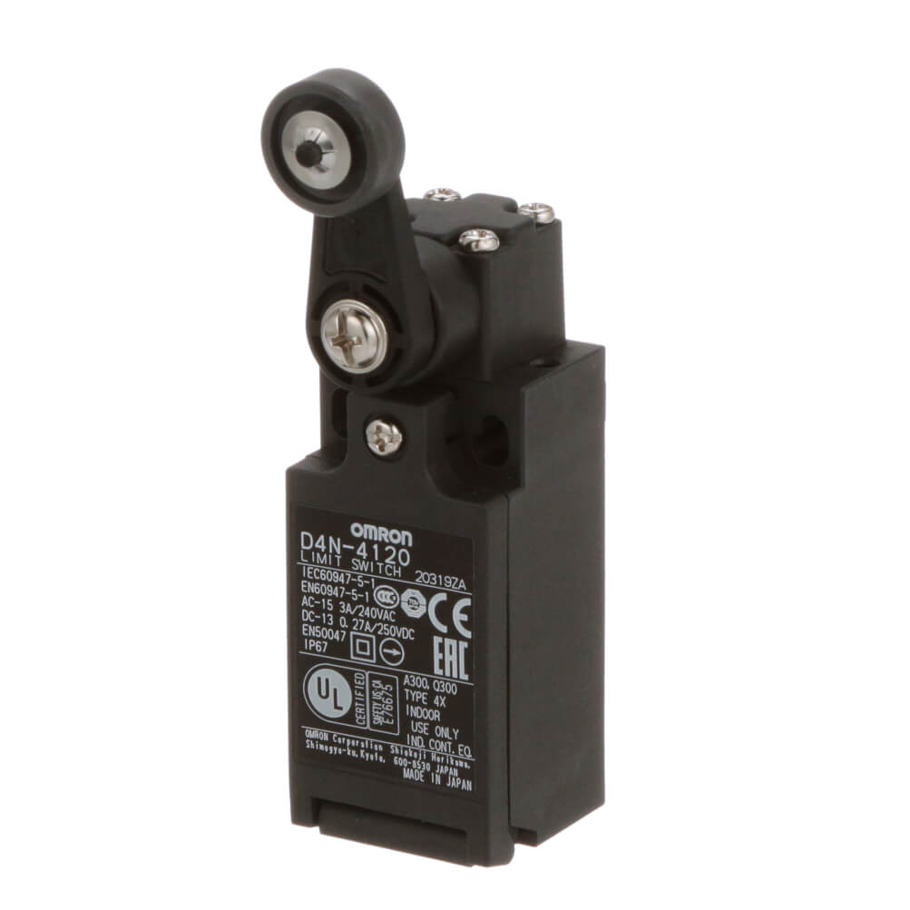 OMRON D4N-4120 Safety Limit Switch, 1NC/1NO, IP67 Protection, Roller Lever
