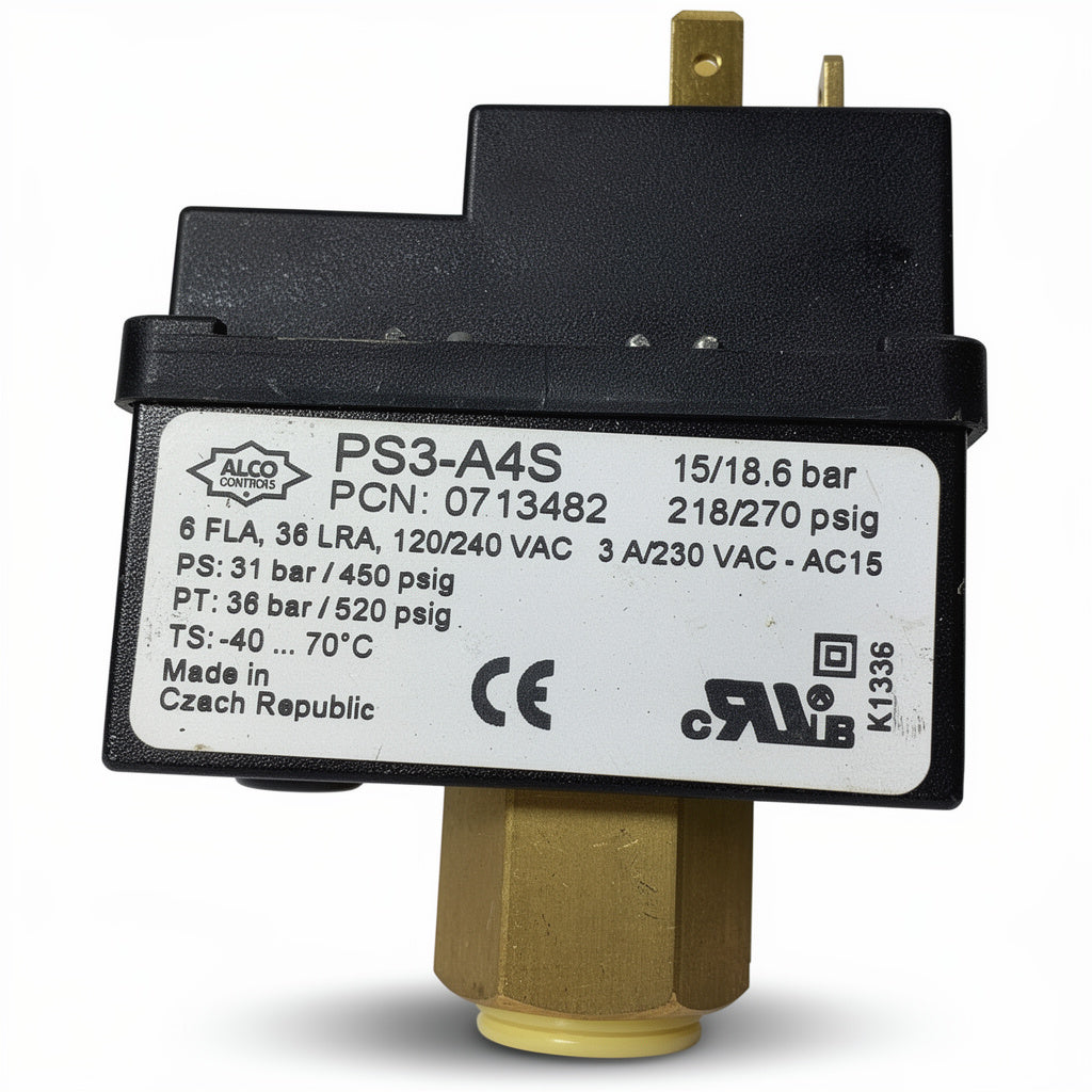 Emerson ALCO PS3-A4S Dual Pressure Switch, 15/18.6 Bar, PCN 0713482