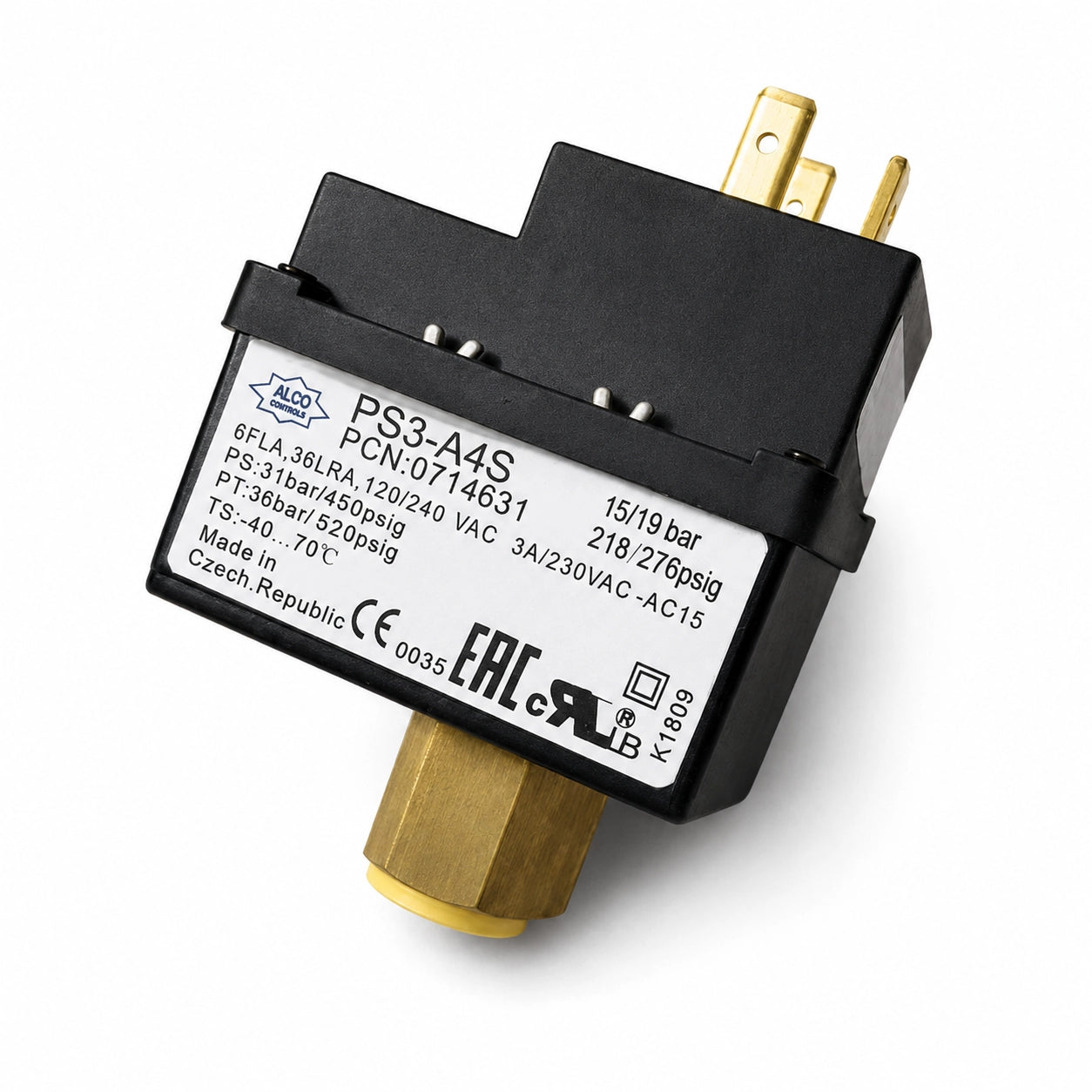 Emerson ALCO PS3-A4S / 0714631 PS3 Series Dual Pressure Switch, 15/19 bar, SPDT