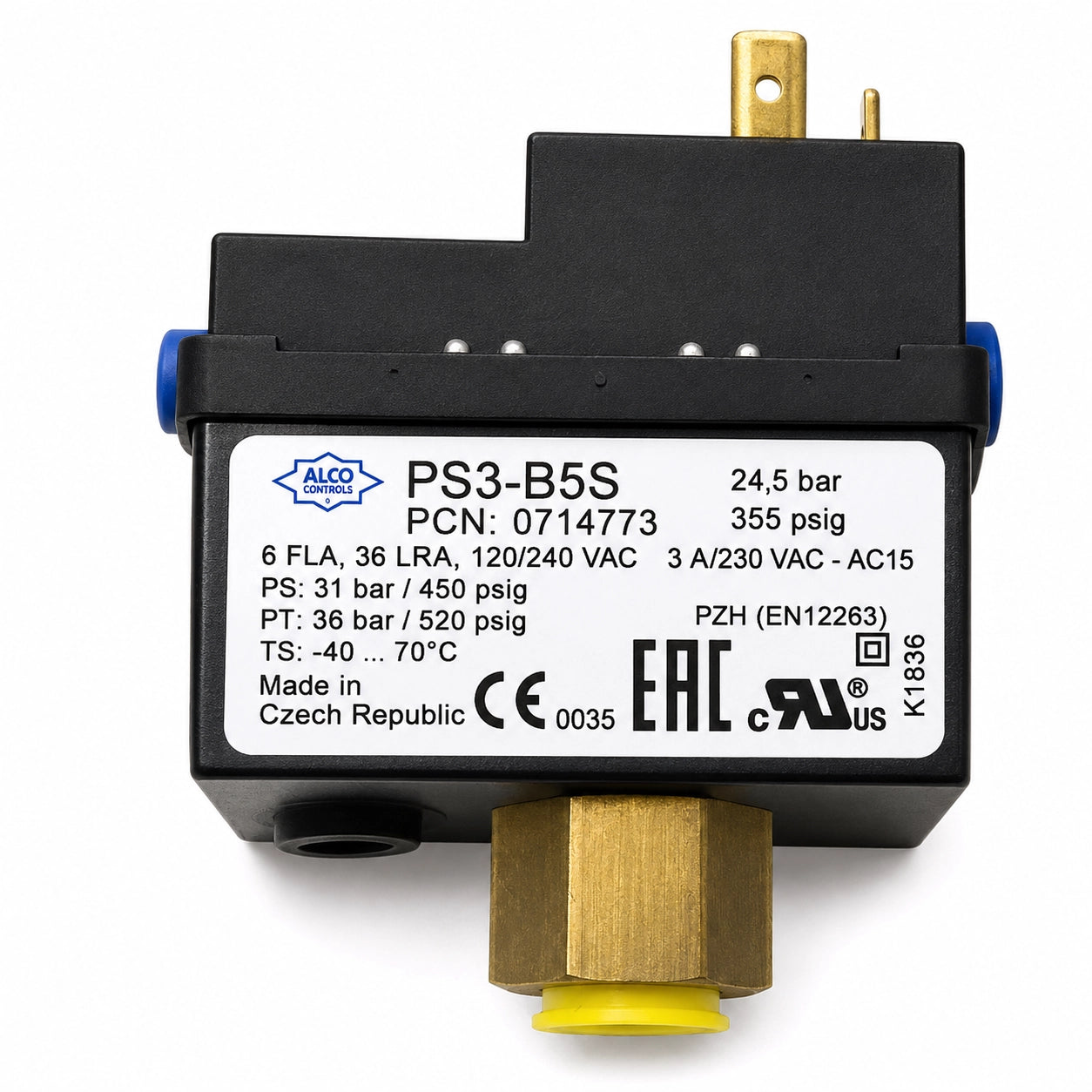Emerson ALCO PS3-B5S Pressure Control Switch, 24.5 bar High Pressure, 0714773
