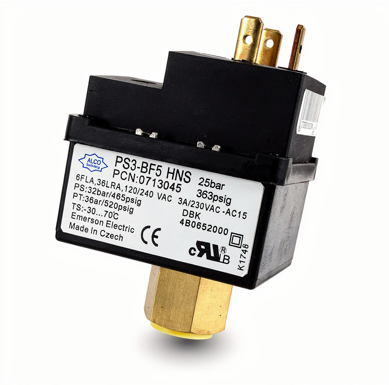Emerson ALCO PS3-BF5 HNS Pressure Control Switch, 25 bar High Pressure, 0713045