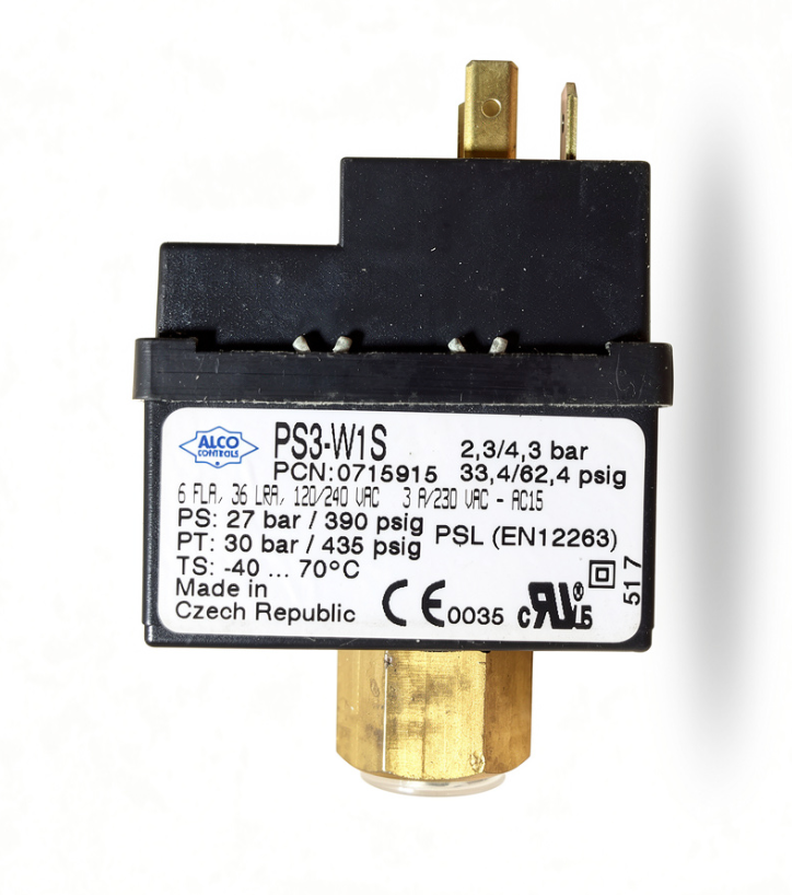 Emerson ALCO PS3-W1S Pressure Control Switch, 2.3/4.3 bar Low Pressure Reset, 0715915