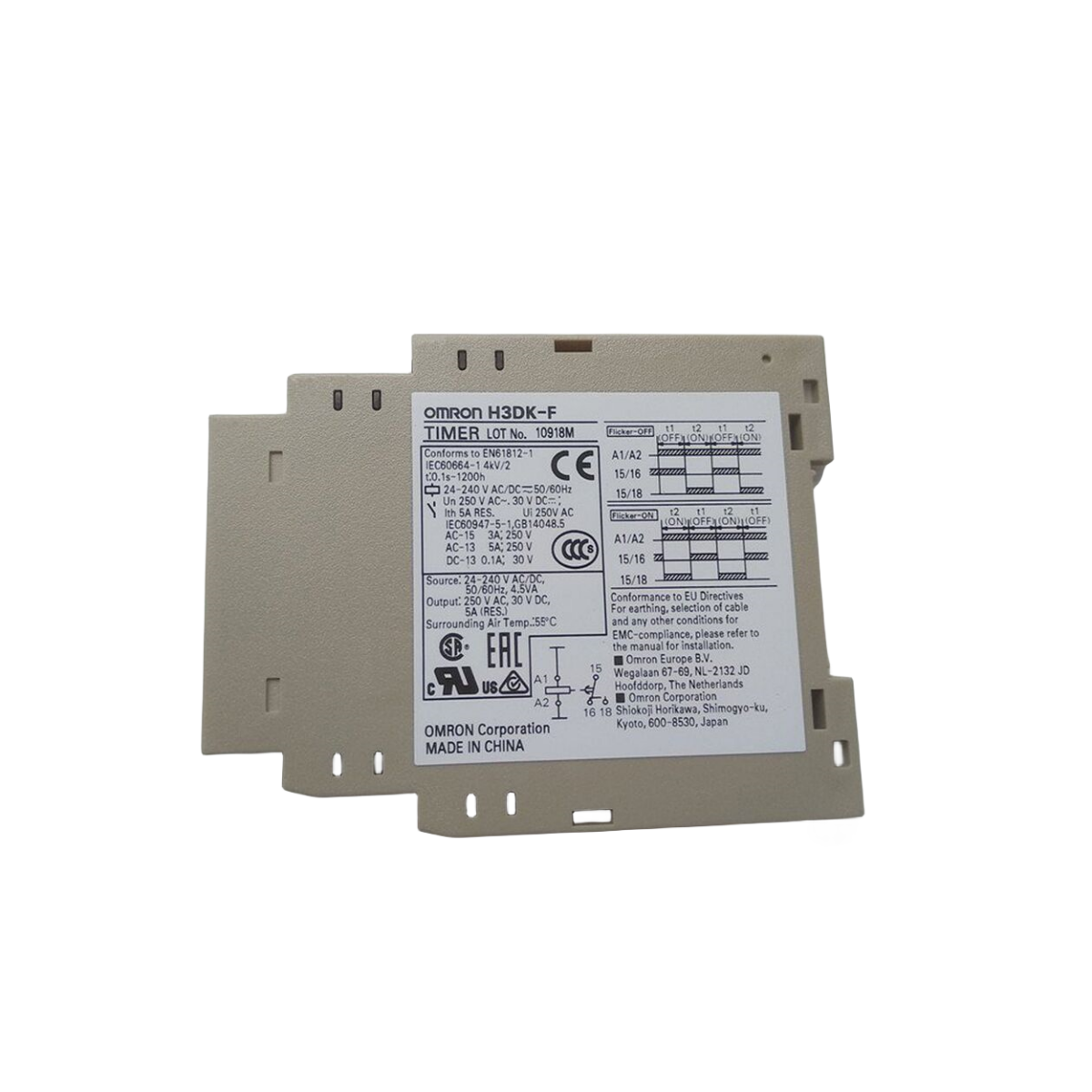 Omron H3DK-F Twin Timer - 24-240VAC/DC Relay Output - Perspective View