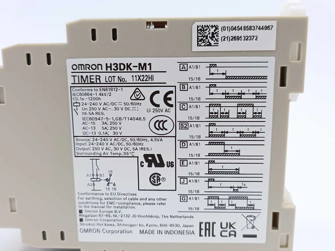 Omron H3DK-M1 AC/DC24-240 Multi-mode Timer - 8 Operating Modes - Perspective View