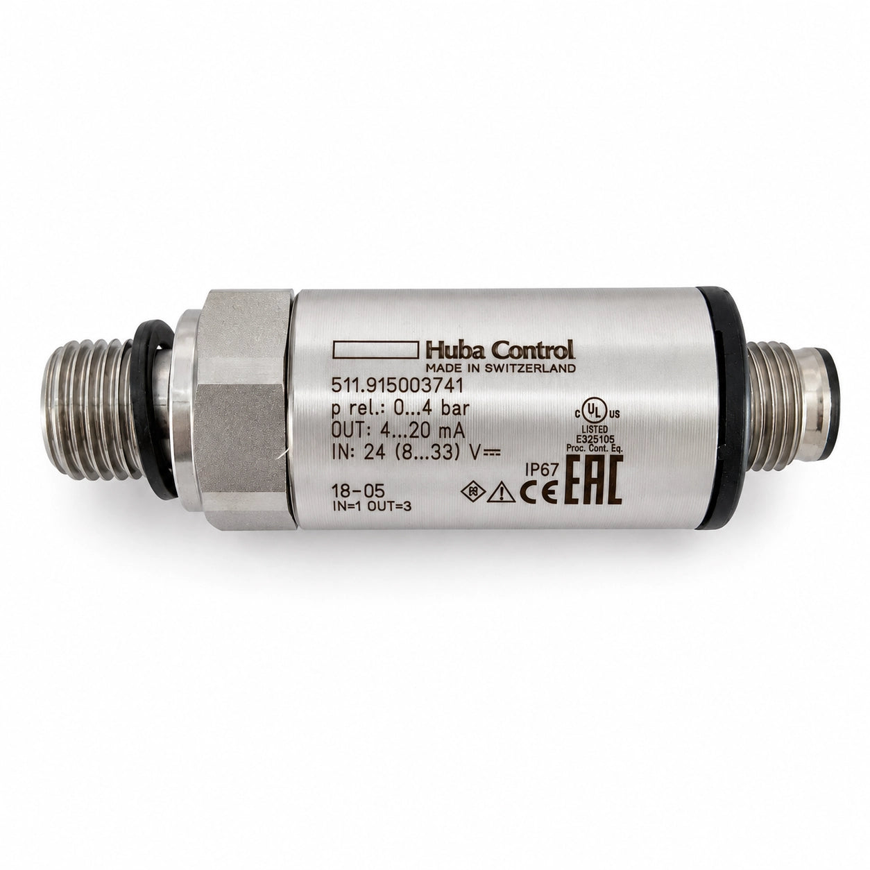 Huba Control 511.915003741 Pressure Transmitter, 0-4 bar, 4-20 mA