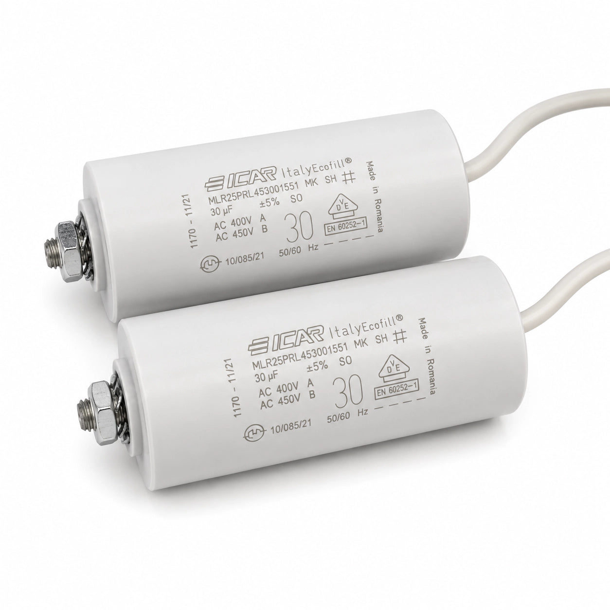 ICAR MLR25PRL453004591 MK SH Motor Run Capacitor, 30µF, 450VAC