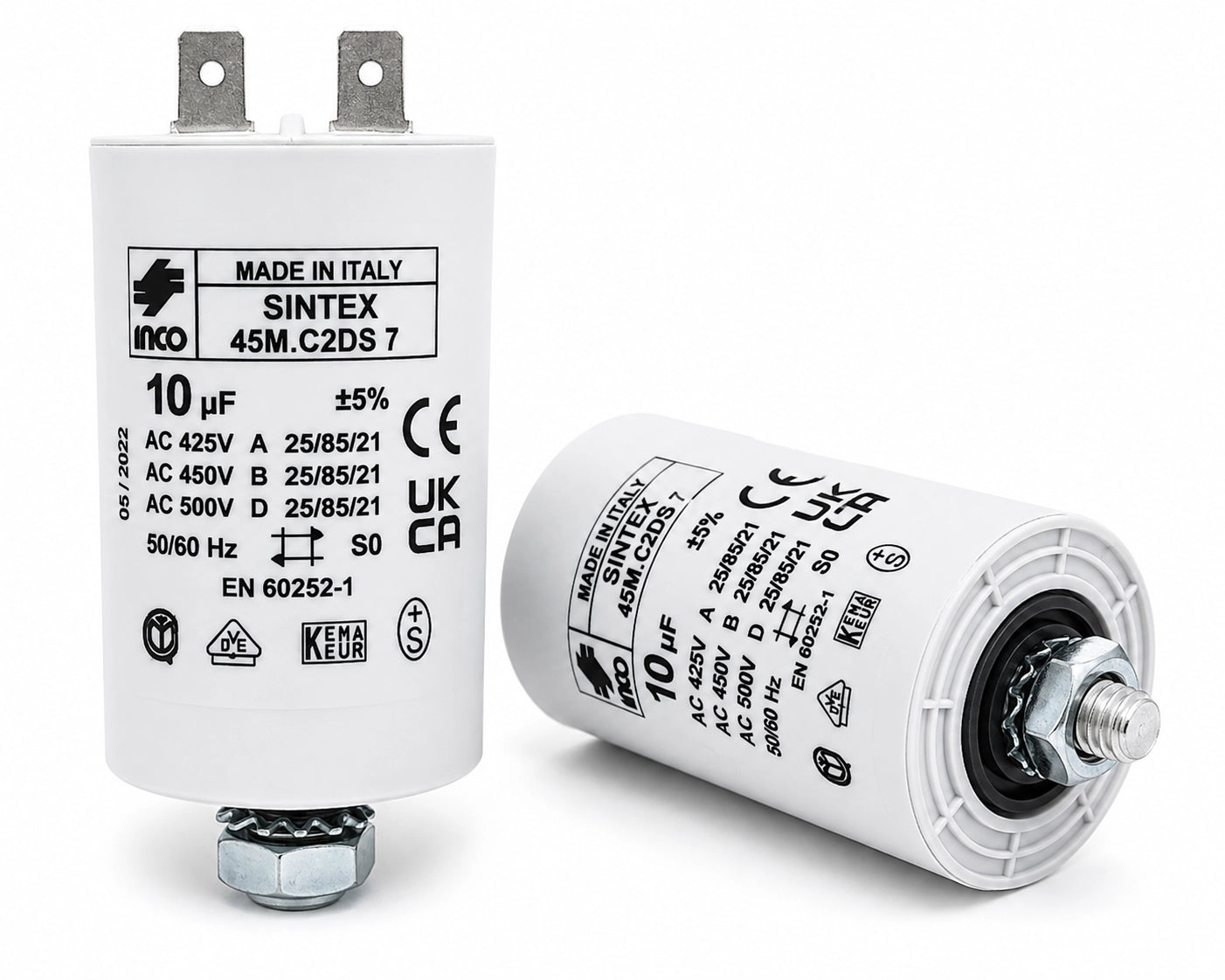 INCO 45M.C3DS.10 Motor Running Capacitor, 10 µF ±5%, 425/450/500 VAC
