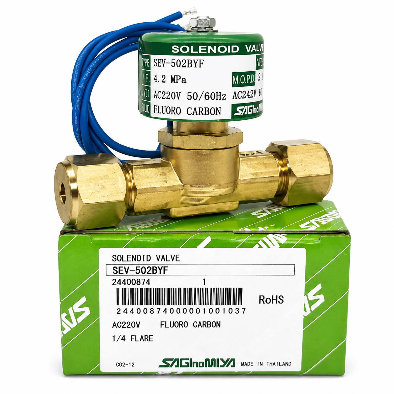 Saginomiya SEV Series Refrigerant Solenoid Valves, AC110V/AC220V, Flare & Copper Tube