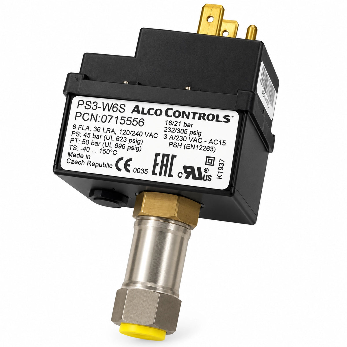 ALCO Controls PS3-W6S / 0715556 High Pressure Switch, 21 bar Cut-Out, 16 bar Cut-In