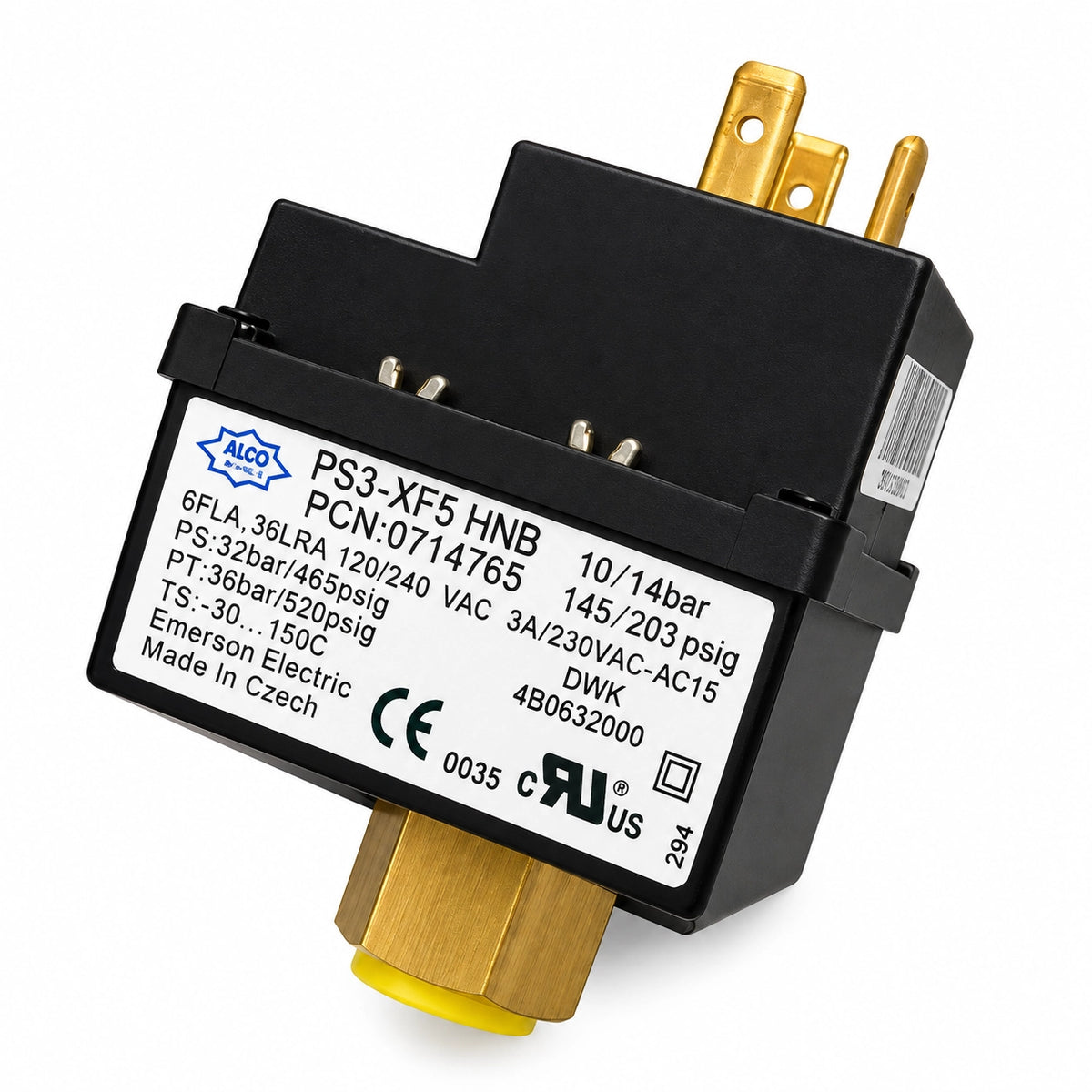 ALCO Controls PS3-XF5 HNB / 0714765 Pressure Switch, 10/14 bar, 3 A at 230 VAC AC-15