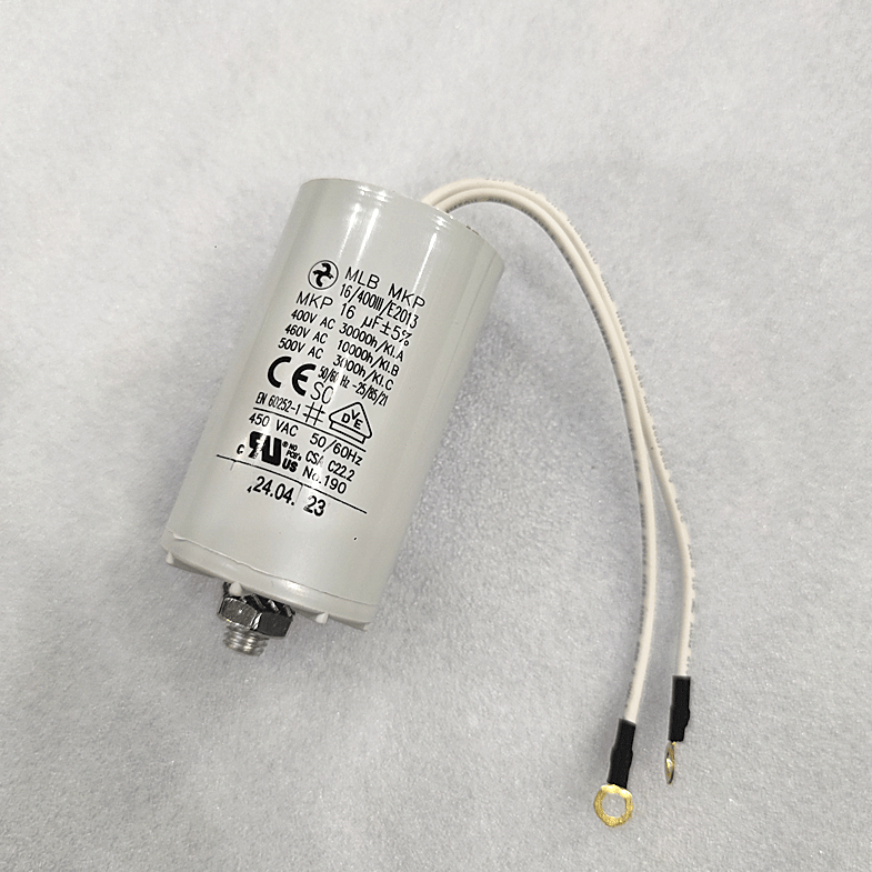 Hydra MLB MKP 16/400III/E2013 Motor Run Capacitor - 16uF 400VAC - Front View with Leads