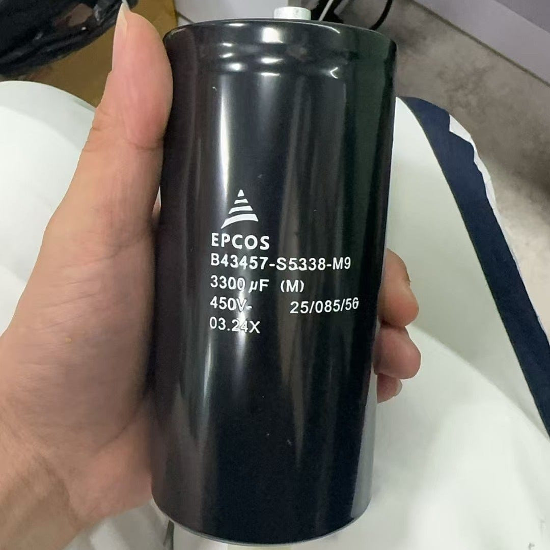 EPCOS B43457-S5338-M9 Aluminum Electrolytic Capacitor, 3300uF 450V, 64x151mm Screw Terminal for Inverters