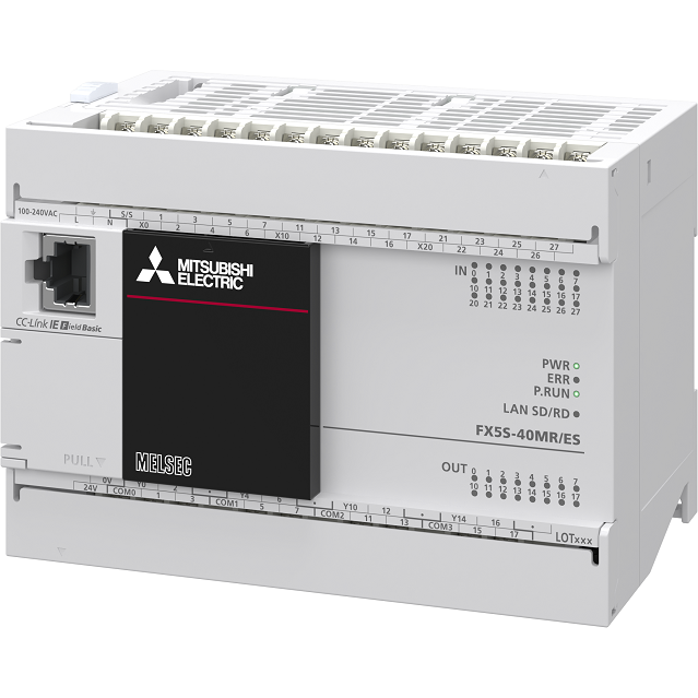 Mitsubishi Electric FX5S-40MT/ES MELSEC iQ-F FX5S Series PLC CPU Module, 24 Inputs, 16 Transistor (Sink) Outputs