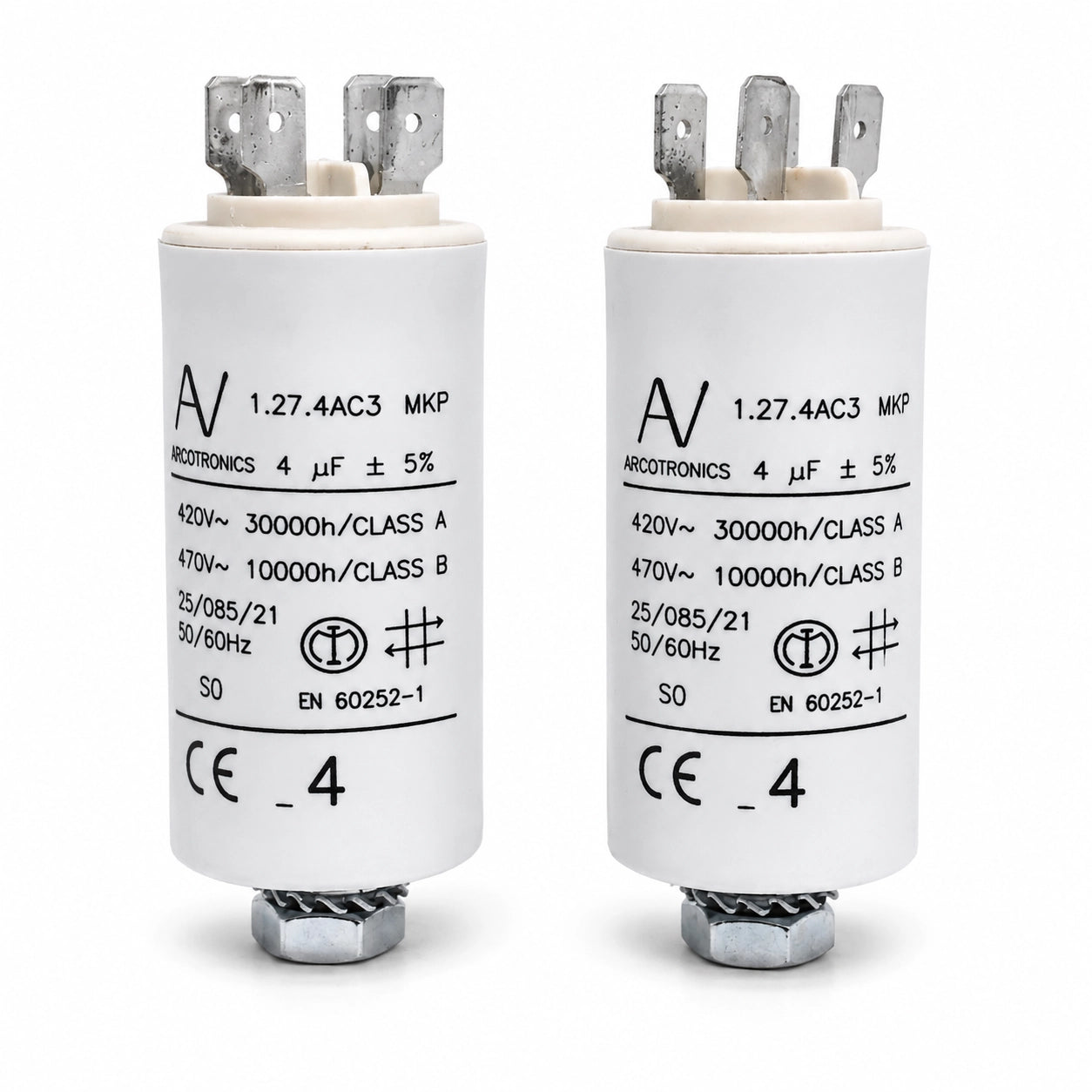 ARCOTRONICS 1.27.4AC3 MKP AC Capacitor - 4 uF ±5% - Front View