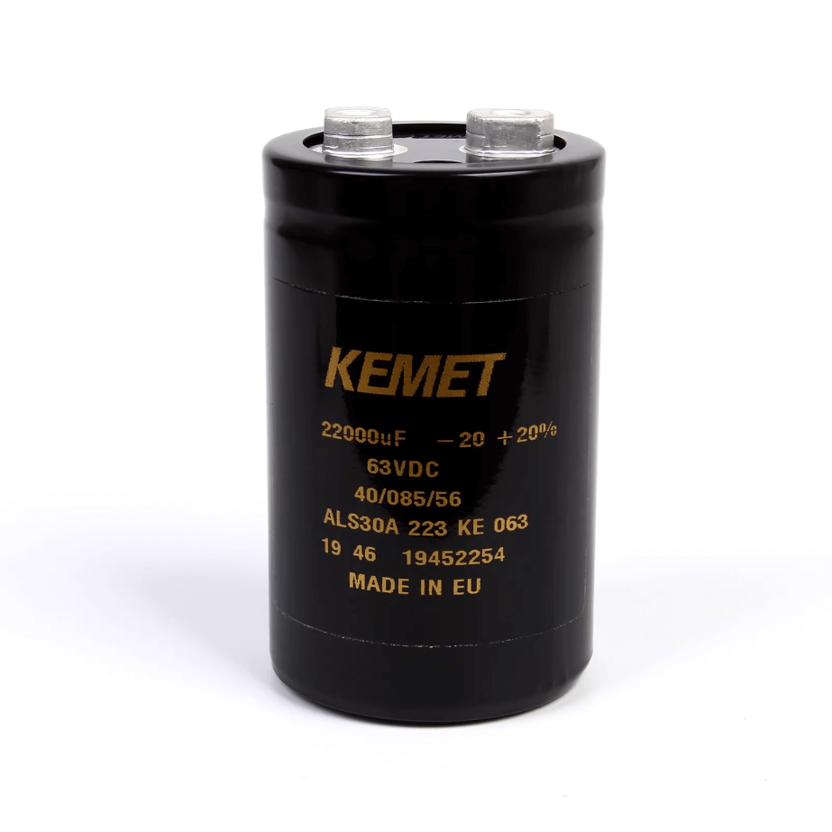 KEMET ALS30A223KE063 Aluminum Electrolytic Capacitor - 22000 µF 63V Screw Terminal - Front View