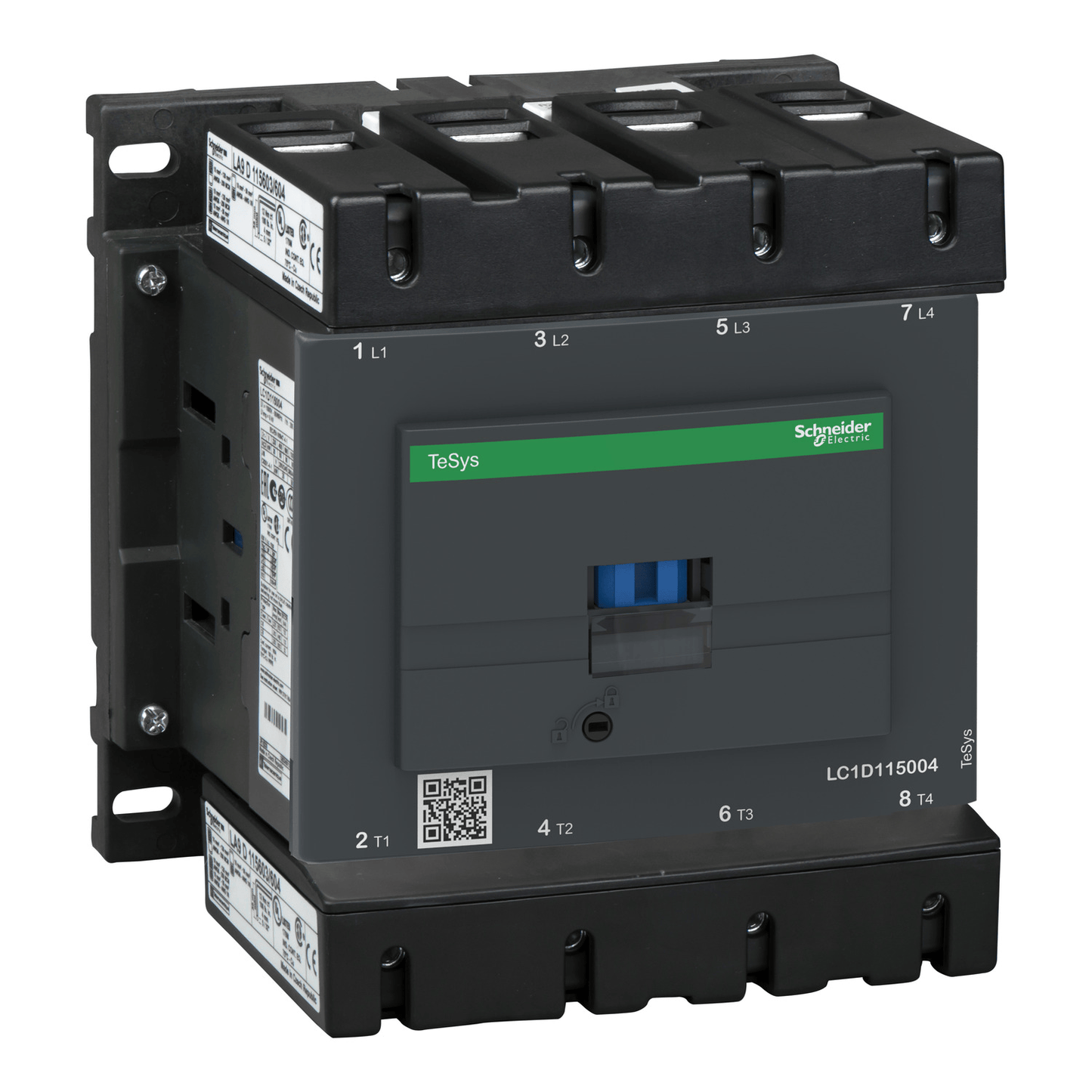 Schneider Contactor Schneider Electric LC1D115004M7 TeSys D Contactor, 200A, 4P(4NO), AC-1, 220VAC 50/60Hz Coil, Screw Clamp Terminals, With Protective Cover