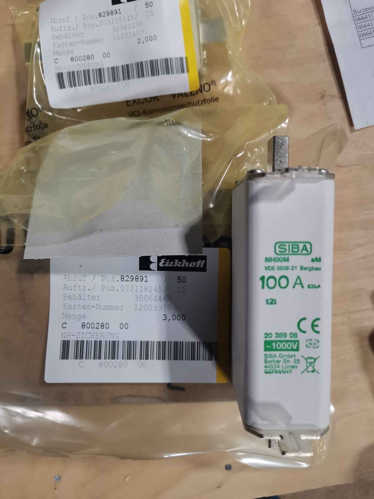 Siba Siba 2038908 NH00M 1000V 100A Fuses ( 6Pieces)