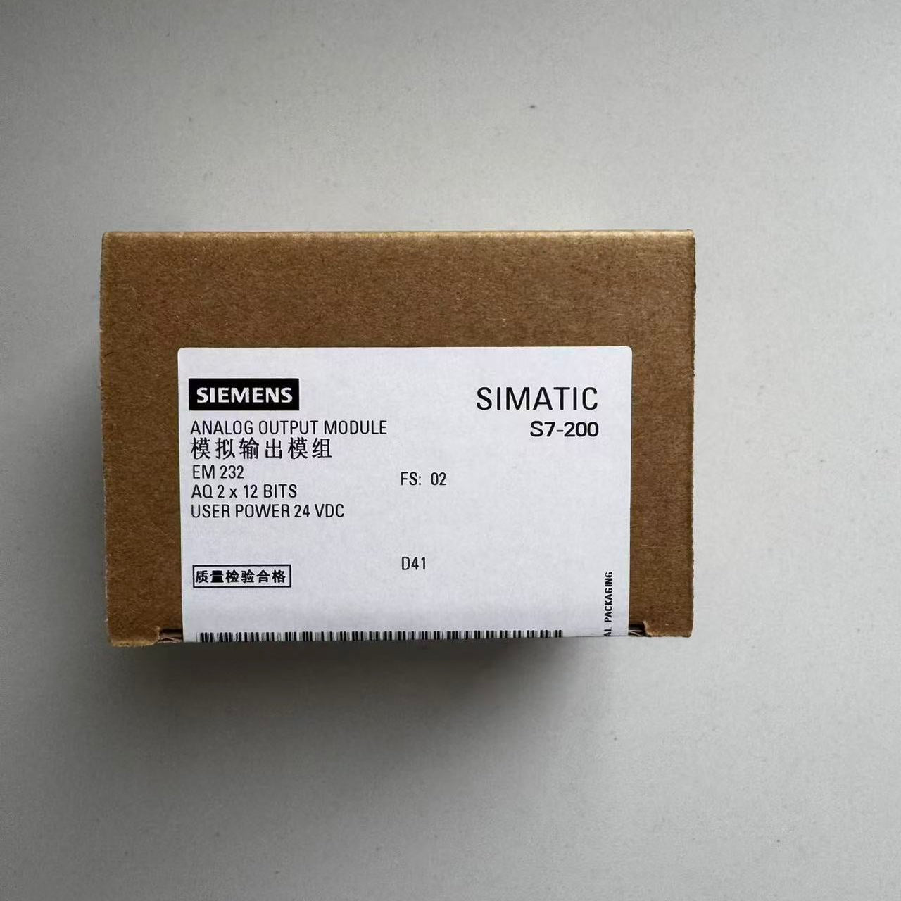 SIEMENS 6ES7232-0HB22-0XA0 Analog Output Module - 2 AQ x 12-Bit - Factory Packaging Label