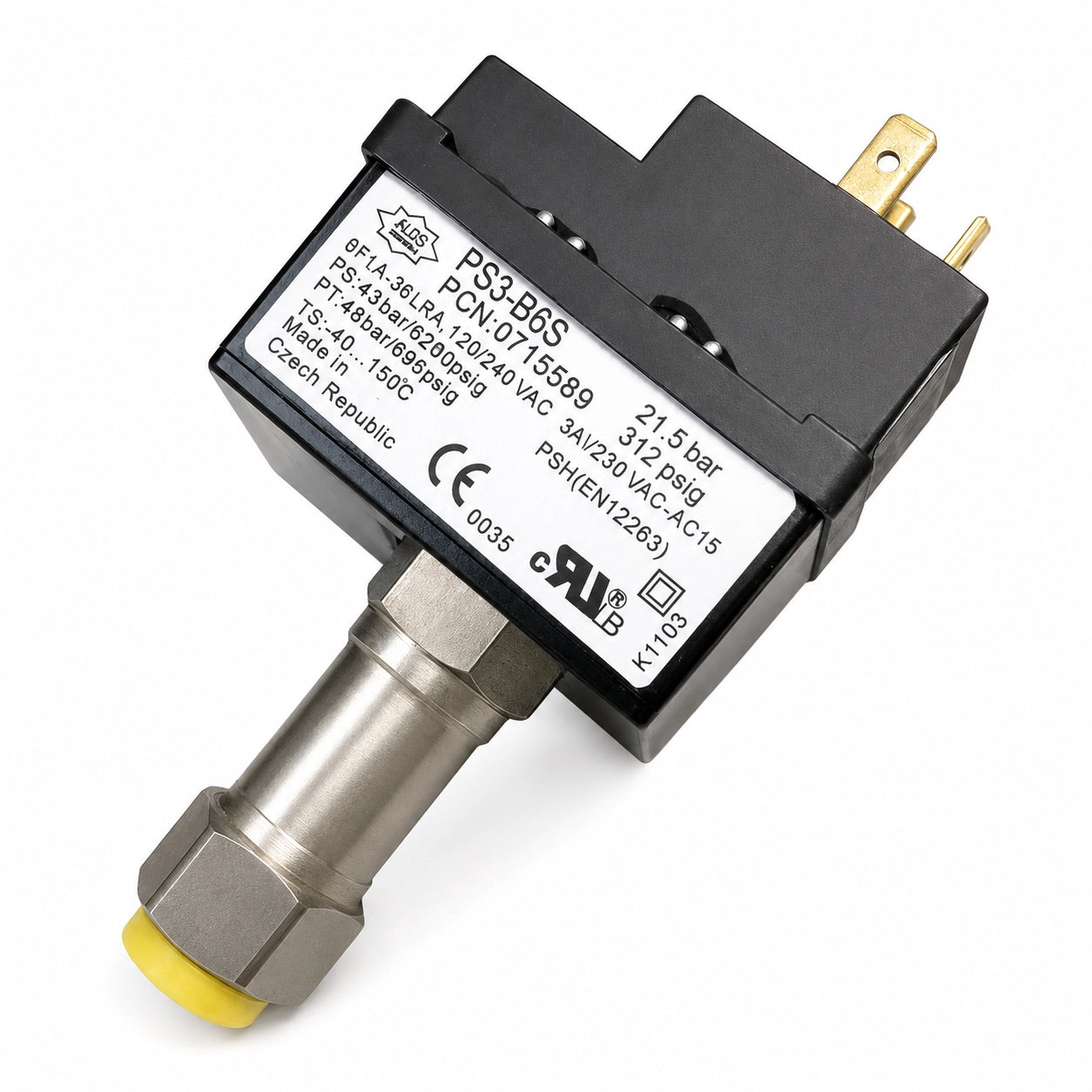 Emerson ALCO PS3-B6S Pressure Control Switch - 21.5 bar High Pressure - Front View