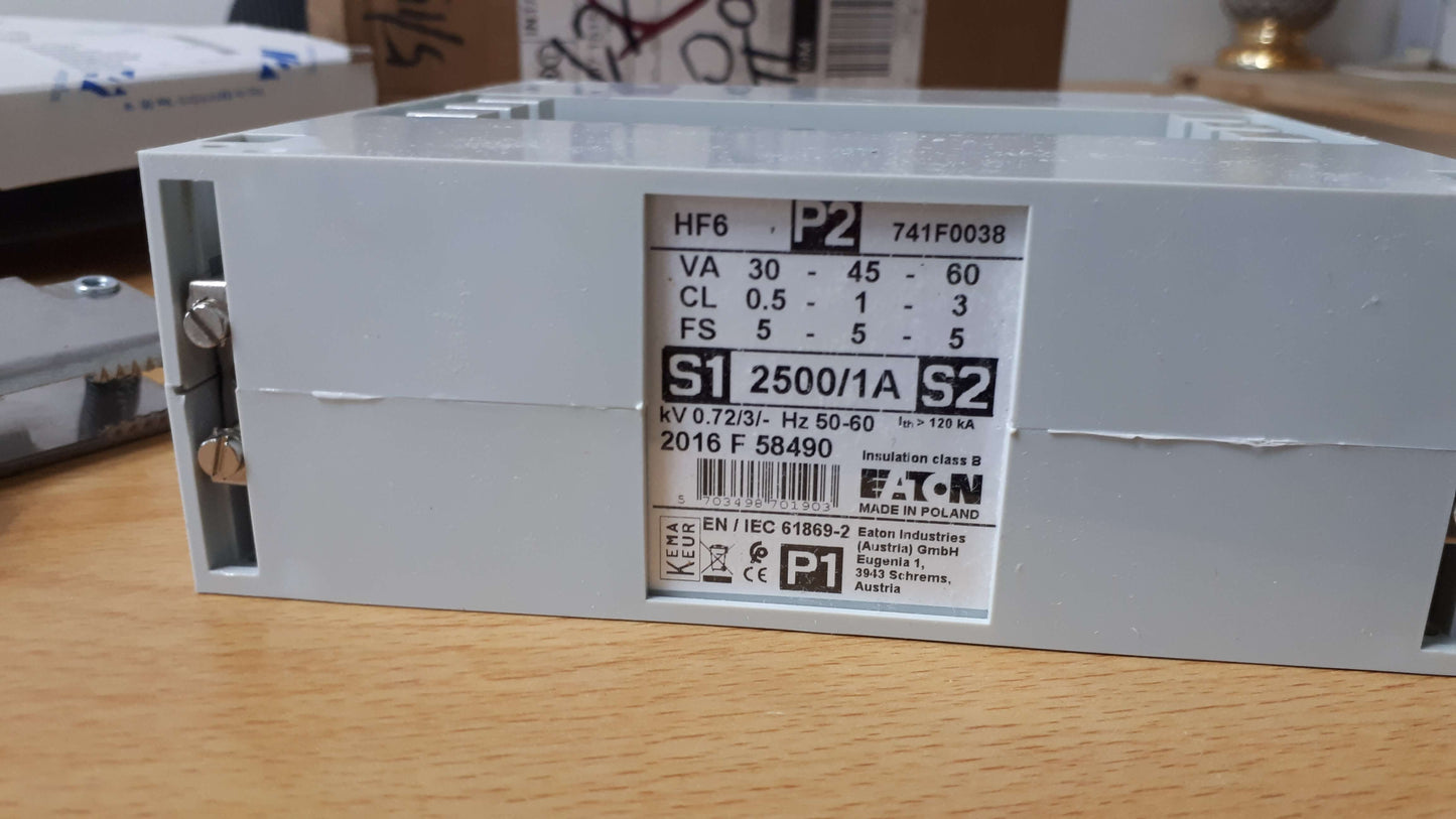 Eaton 741F0038 HF6 Current Transformer, 2500/1 A, 30VA Class 0.5, 0.72kV