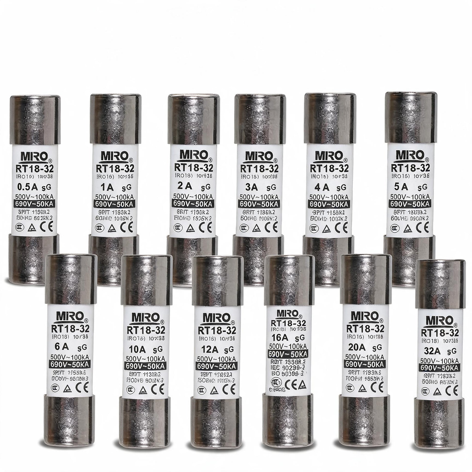 MIRO R015 Cylindrical Fuse Link - 0.5A gG 10x38mm - Front View