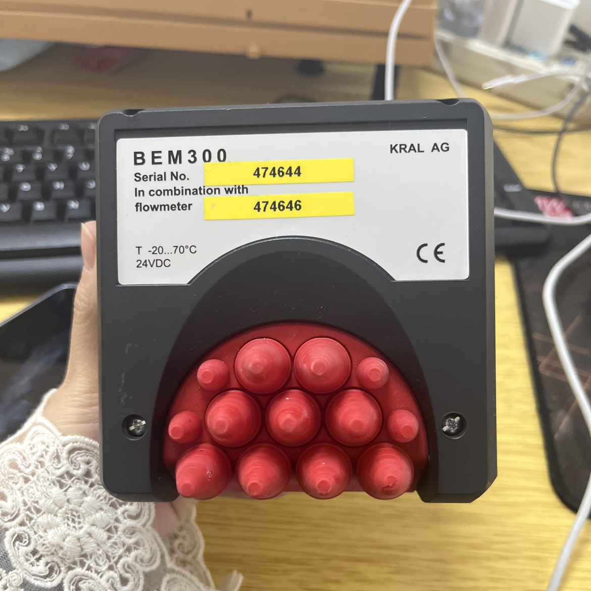 RAL BEM 300 Electronic Flow Meter Unit - 24VDC Power Terminal - Rear Label View