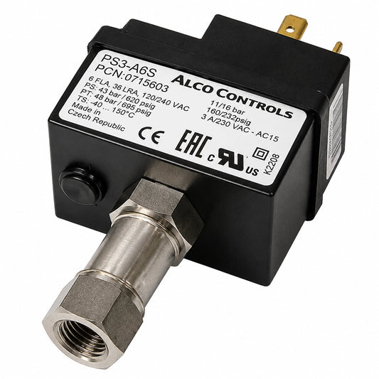 ALCO CONTROLS PS3-A6S / 0715603 Pressure Switch, 11/16 bar, 120/240 VAC