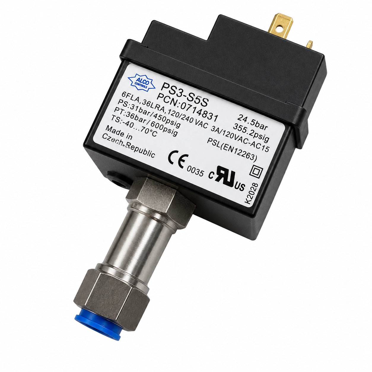 ALCO Controls PS3-S5S / 0714831 Pressure Switch, 24.5 bar, 120/240 VAC