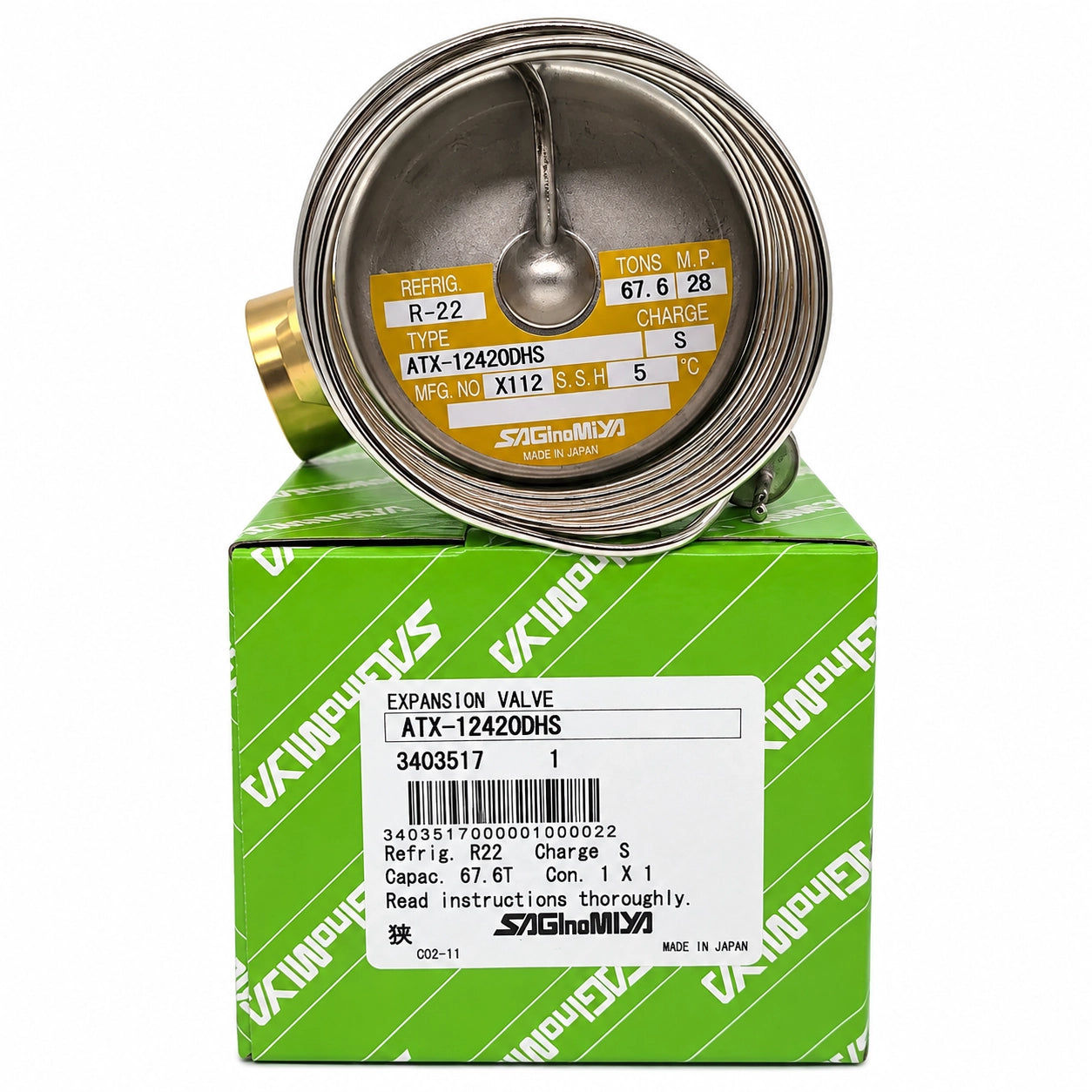 Saginomiya ATX Series Thermostatic Expansion Valves, R22/R404A/R407C, External Equalizer