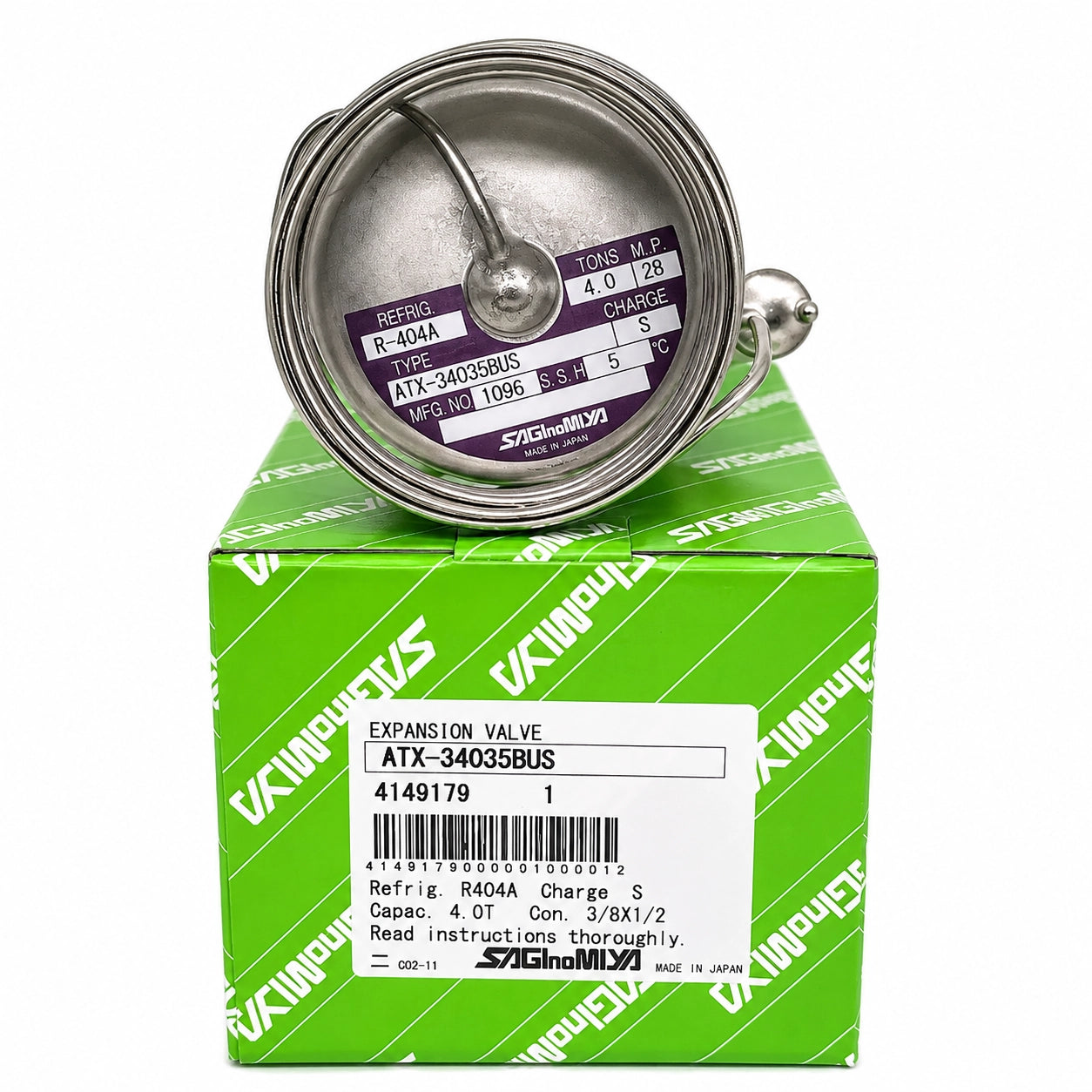 Saginomiya ATX Series Thermostatic Expansion Valves, R22/R404A/R407C, External Equalizer