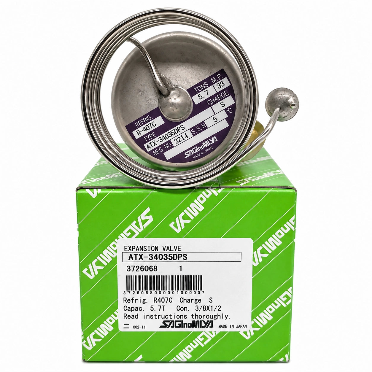 Saginomiya ATX Series Thermostatic Expansion Valves, R22/R404A/R407C, External Equalizer