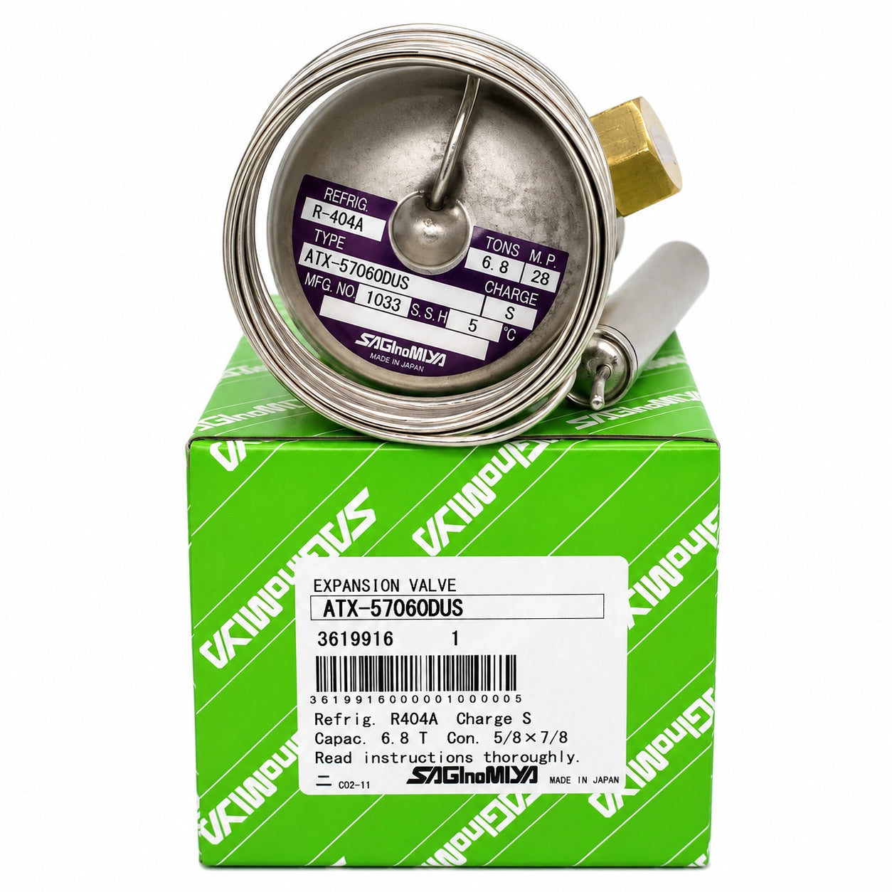 Saginomiya ATX Series Thermostatic Expansion Valves, R22/R404A/R407C, External Equalizer