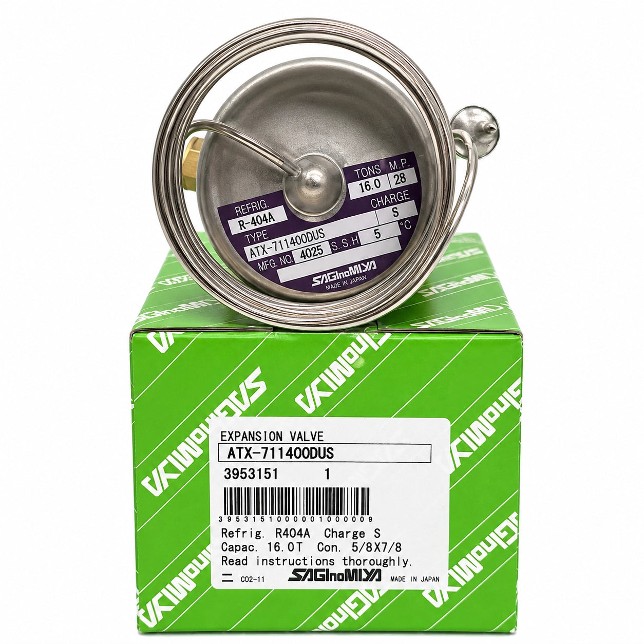 Saginomiya ATX Series Thermostatic Expansion Valves, R22/R404A/R407C, External Equalizer