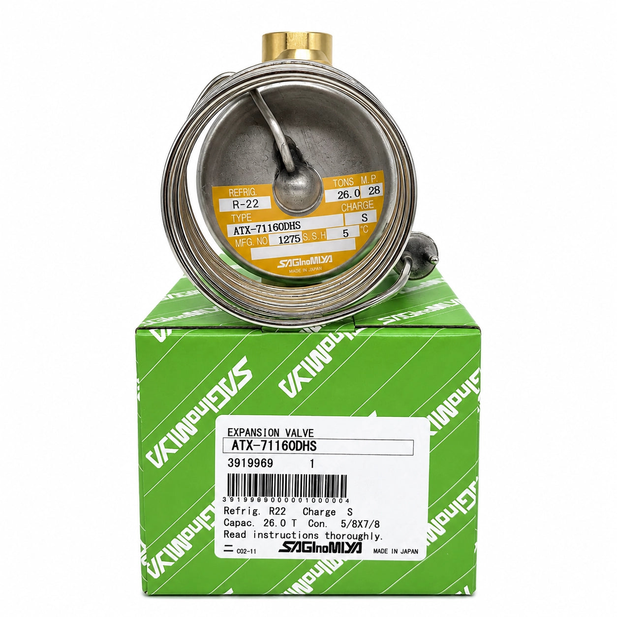 Saginomiya ATX Series Thermostatic Expansion Valves, R22/R404A/R407C, External Equalizer