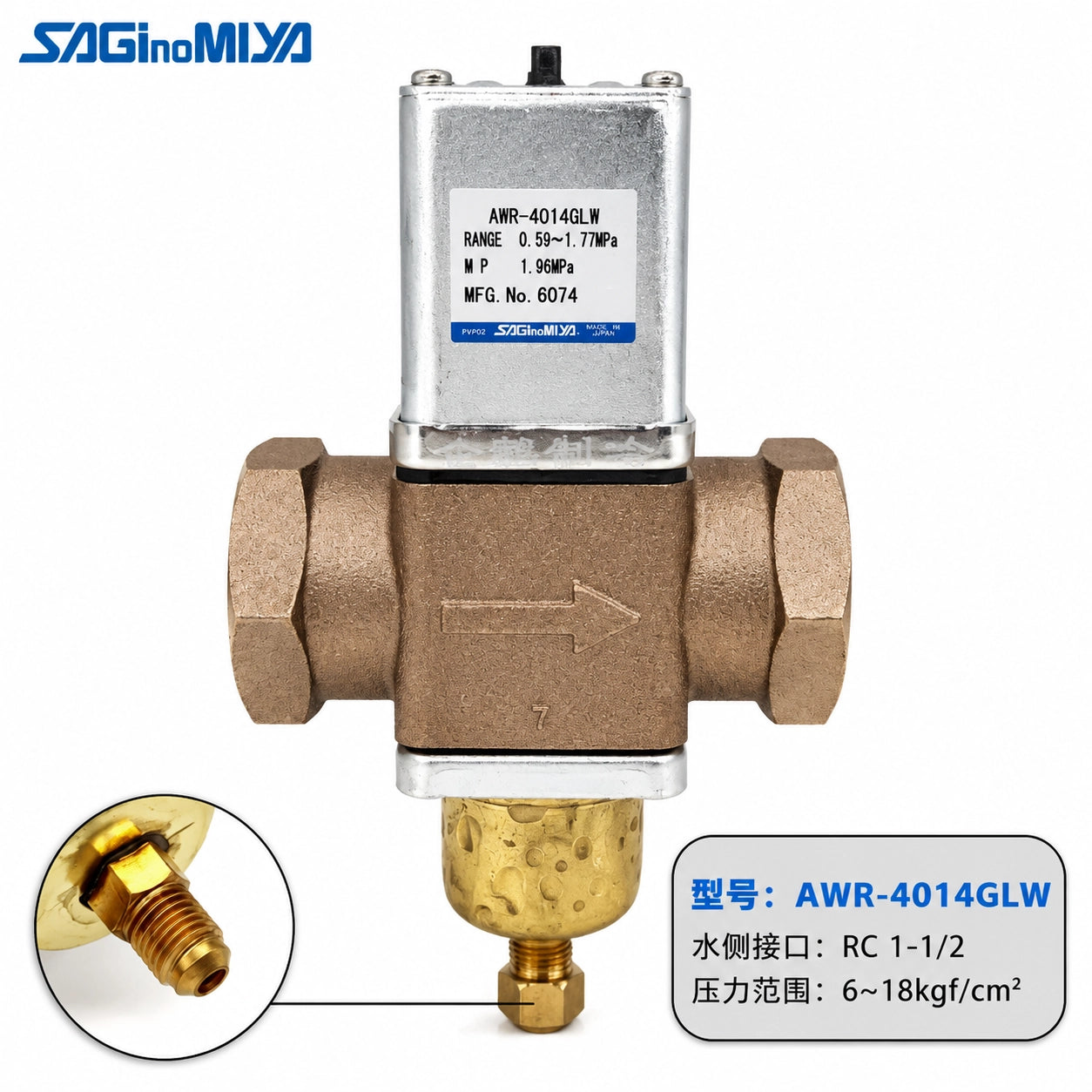 Saginomiya AWR-1203GLW–5020FLWH Water Regulating Valves, 3/8–2 in