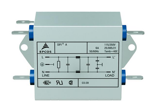 TDK EPCOS B84111A0000B060 EMC Filter - 6A 250V - Technical Specification Table