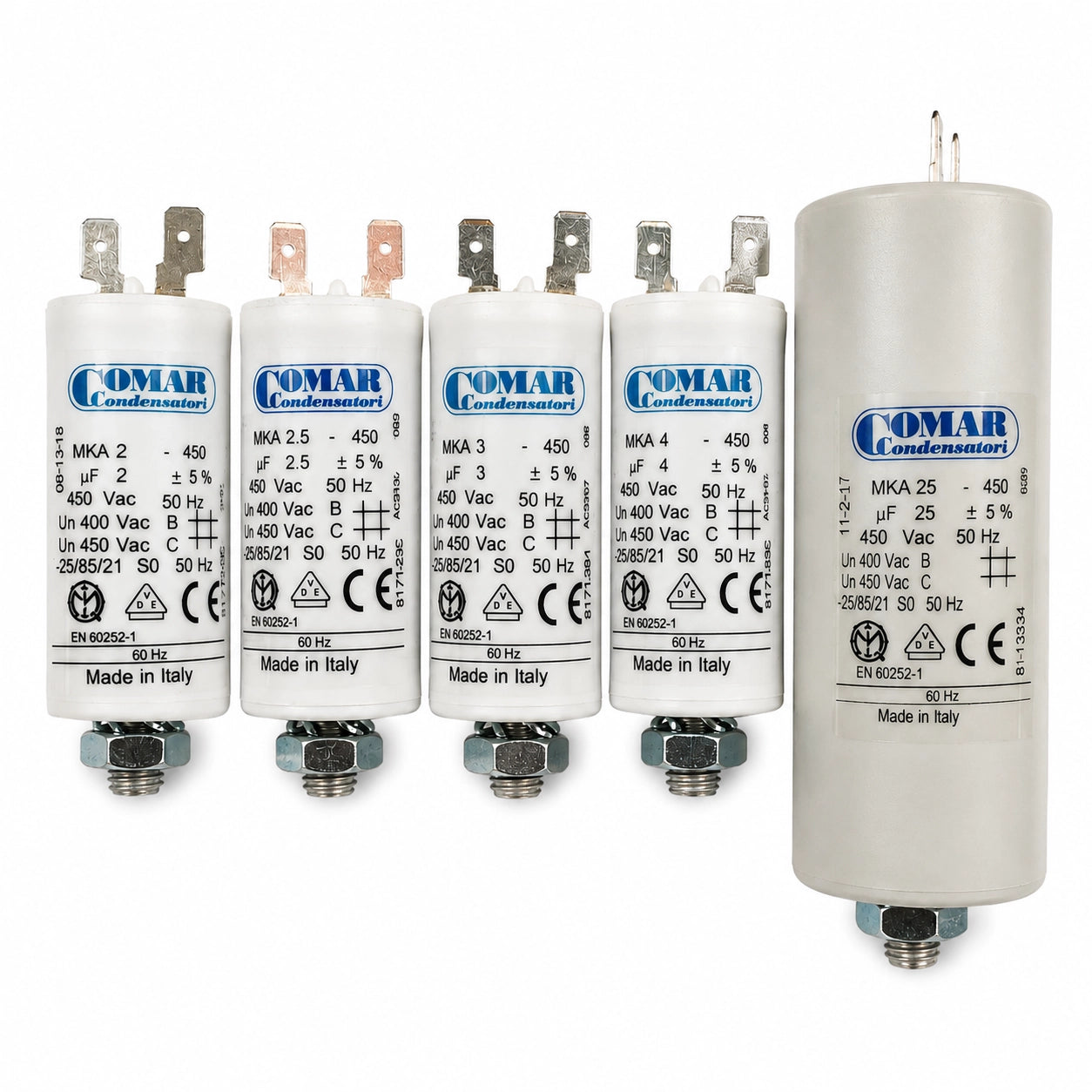 COMAR MKA 450-50 Motor Film Capacitor, 50 µF / 450 Vac, 50/60 Hz