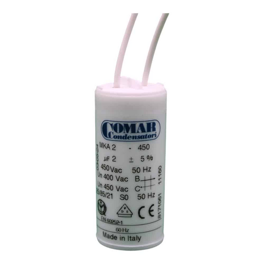 COMAR MKA 450-2 MKA 450 Series Motor Run Capacitor, 2µF, 450VAC