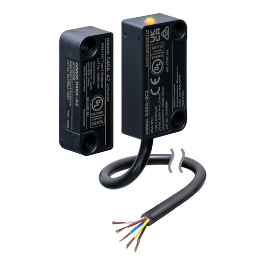 Omron D40A-2C2 Non-contact Safety Switch - RFID Sensor and Actuator Set - Front View with Cable