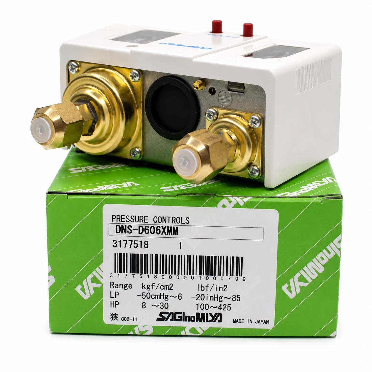 Saginomiya DNS Series Dual Pressure Controls, Automatic & Manual Reset, 1/4 in Flare
