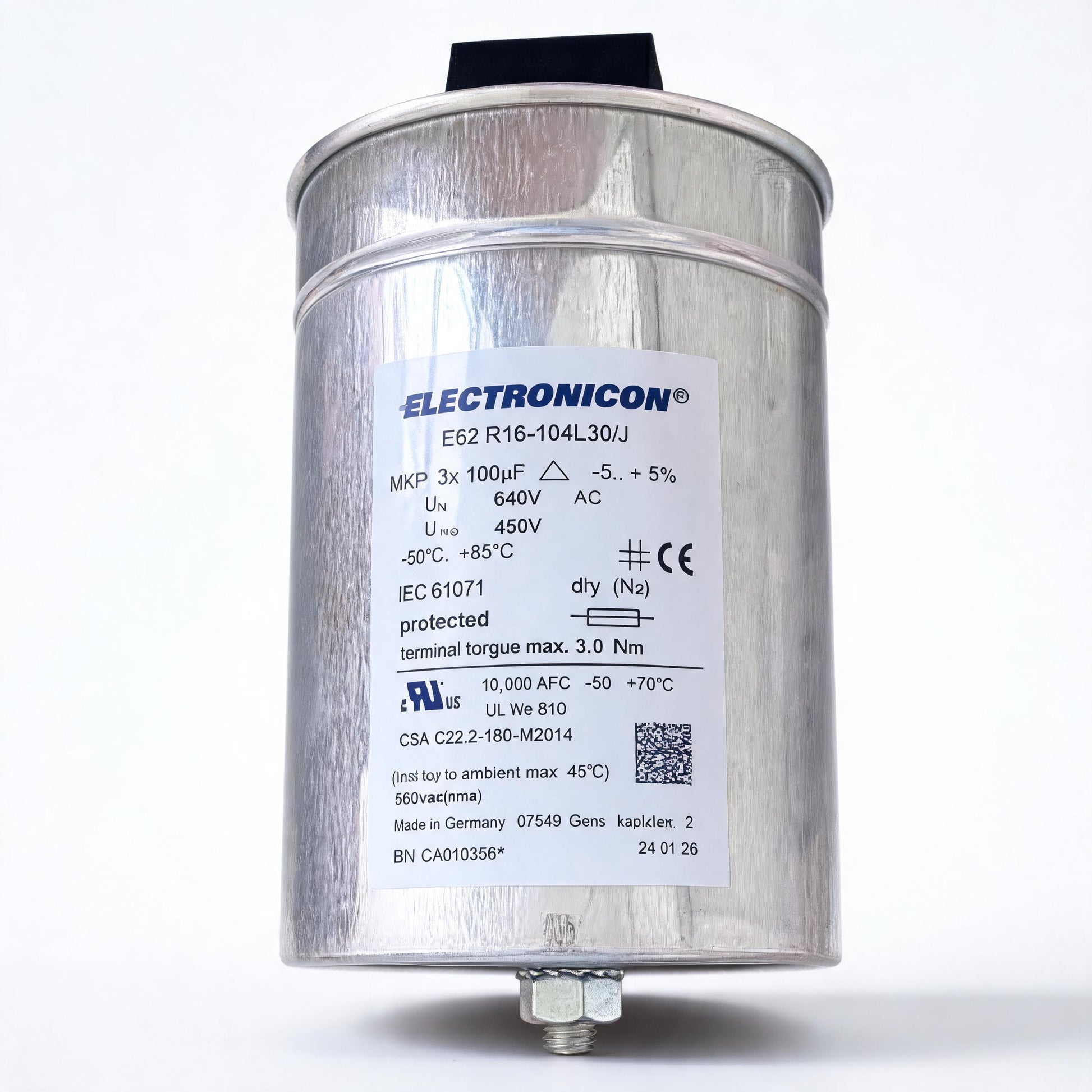 ELECTRONICON E62.R16-104L30/J MKP Power Capacitor, 3×100 µF, 640 V AC